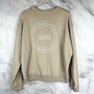 OUAI Live Life Your Ouai Long Sleeve Crew Neck Pullover Sweatshirt Relaxed M